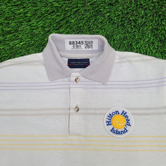 Vintage 90s Hilton-Head-Island Polo Shirt S/M 19x25 Van-Heusen - Picture 7 of 12